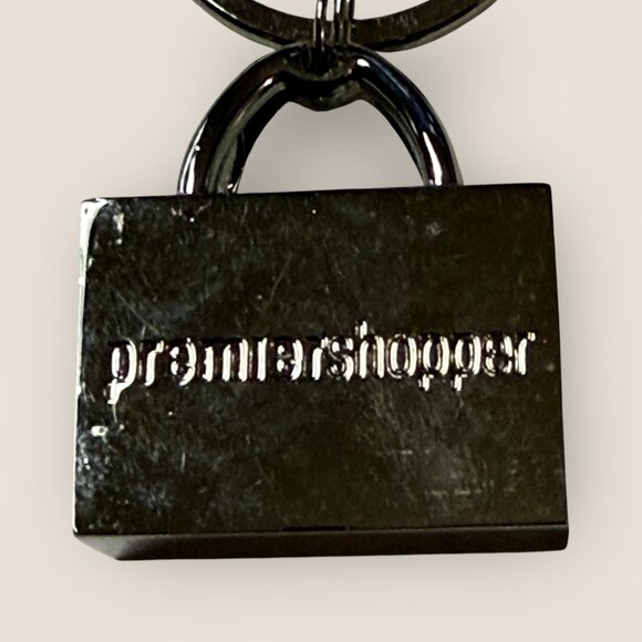 Premier Shopper Keychain Keyring Shopping Tote Shape Silver-Tone Metal - Picture 2 of 3